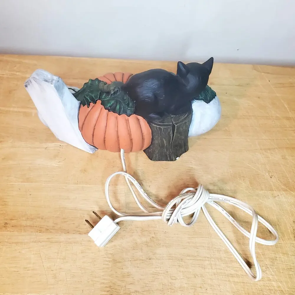 Pumpkin Skull Black Cat Halloween Lamp with Red Light 10